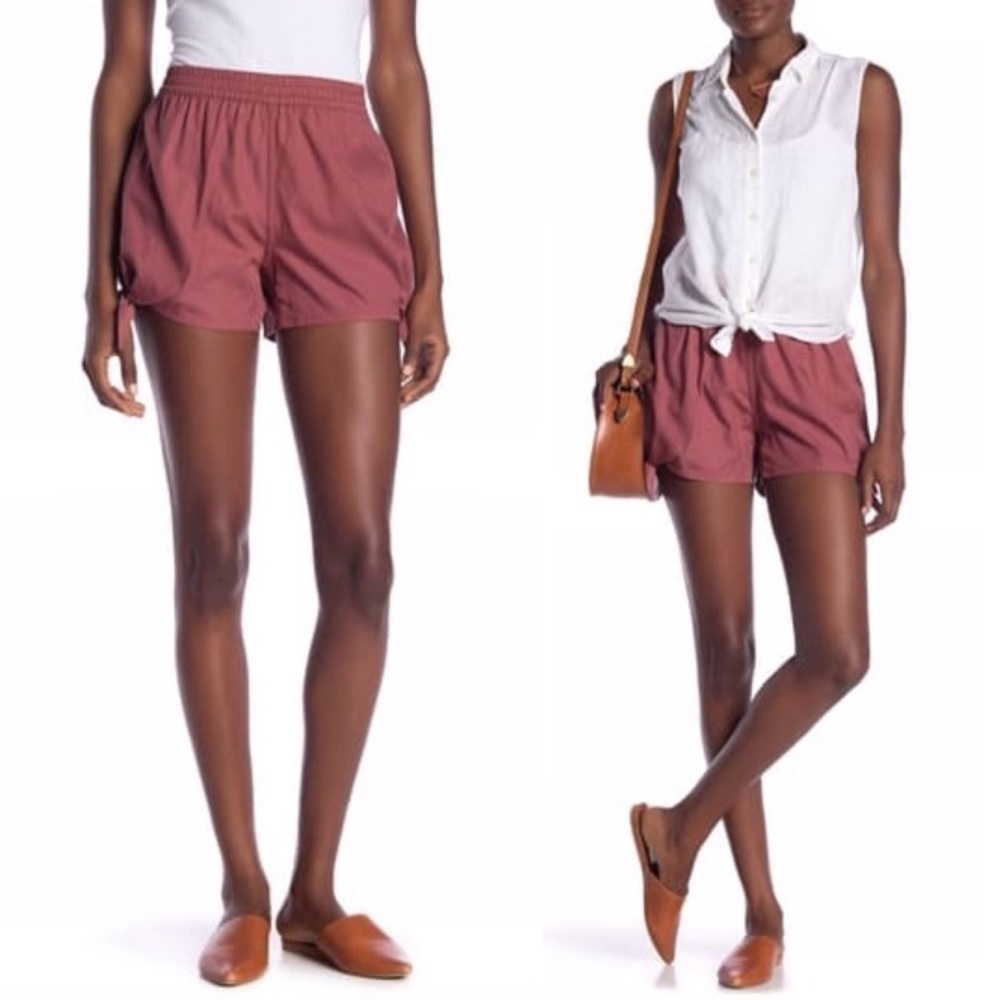 MADEWELL Elastic Side Tie Shorts In Mauve